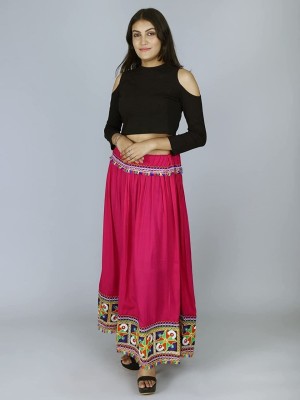 raghudas Embroidered Women Regular Pink Skirt