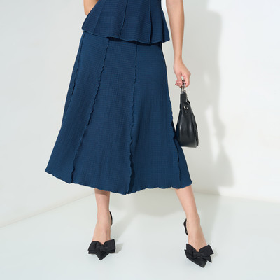 Honey By Pantaloons Solid Women A-line Blue Skirt