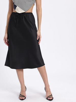 Glitchez Solid Women A-line Black Skirt