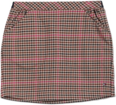 TOMMY HILFIGER Checkered Girls A-line Pink Skirt