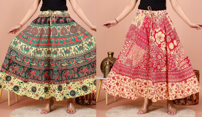 creations sarthak Printed Women Flared Multicolor Skirt