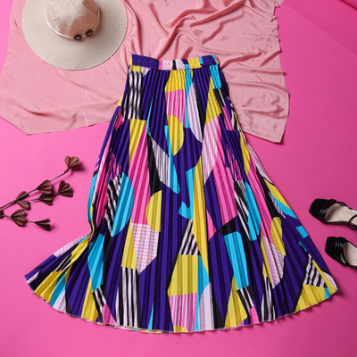 ZWERLON Printed Women A-line Blue Skirt