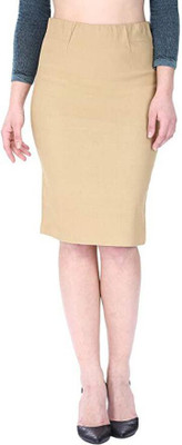 HRIKSHIKA FASHION Solid Women Pencil Beige Skirt