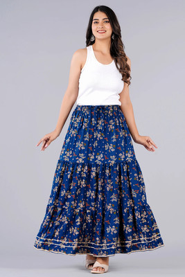 THE FABTASTICS Printed Women Flared Pink Skirt