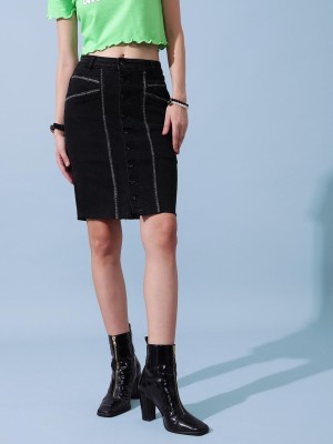 STREET9 Solid Women Regular Black Skirt