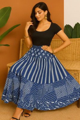 Matkewalaz Applique Women Wrap Around Grey Skirt