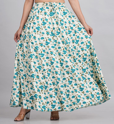 AR-FABTIKO Printed Women Flared Blue Skirt