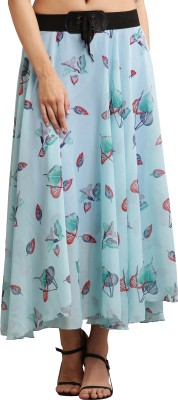 Raabta Fashion Floral Print Women Regular Blue Skirt