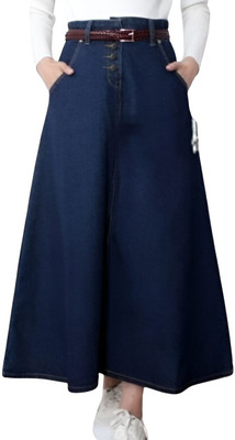 Codaisy Solid Women A-line Blue Skirt