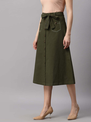 Codaisy Solid Women A-line Green Skirt