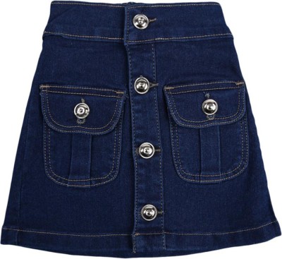 V-MART Solid Girls Regular Blue, Blue Skirt