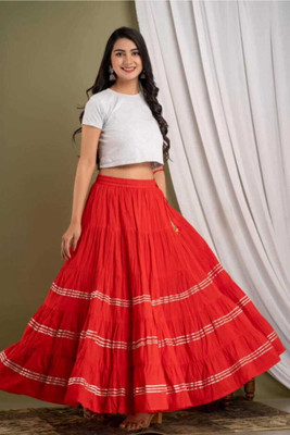 MERRICK Striped Women Tiered Red Skirt