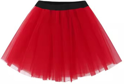Alisha Moda Solid Girls Regular Red Skirt