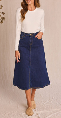 Achyutaya Fashion Solid Women A-line Dark Blue Skirt