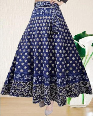 Tankaviss Printed Women Regular Dark Blue Skirt