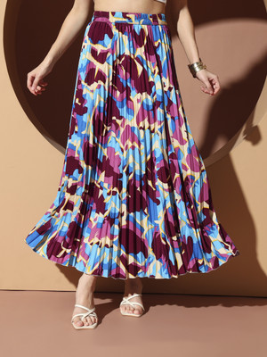 ZWERLON Floral Print Women A-line Purple Skirt