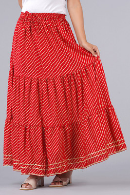 THE FABTASTICS Striped Women Flared Red Skirt