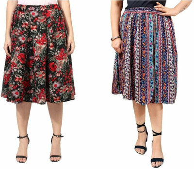 Manat Diva Floral Print Women Flared Multicolor Skirt