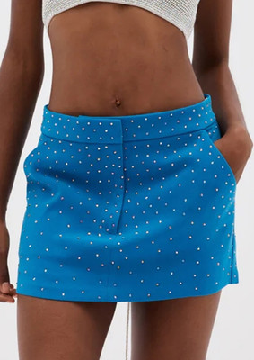 LULU & SKY Embellished Women Straight Blue Skirt
