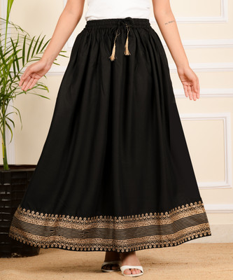 HARSUKHI Solid Women Flared Black Skirt