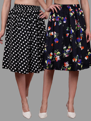 VALLES365 by S.c. Polka Print Women A-line Black, Black Skirt