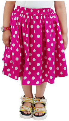 Alisha Moda Solid Girls Flared Pink Skirt