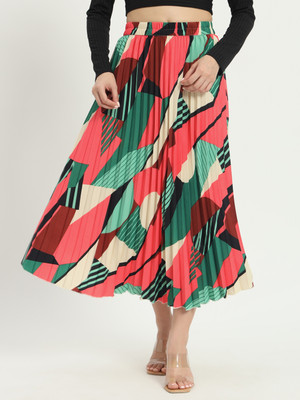 ZWERLON Graphic Print Women A-line Red Skirt