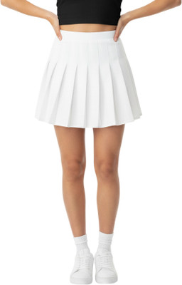 MAKEBOOL Printed Women Pleated White Skirt