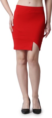POPWINGS Solid Women A-line Maroon Skirt