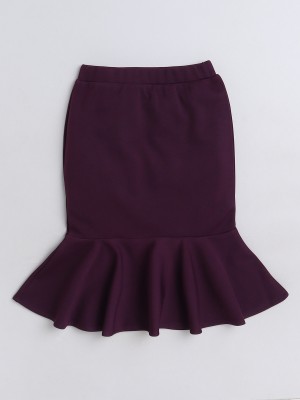 Aww Hunnie Solid Girls Regular Maroon Skirt