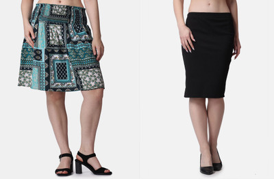 POPWINGS Printed Women Pencil Multicolor Skirt