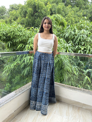 JAIPUR RAJWADA Printed Women Flared Blue Skirt
