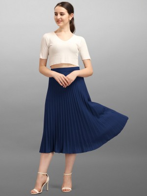 Raiyani Enterprise Printed Women Pleated Blue Skirt