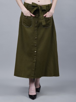 Codaisy Solid Women A-line Green Skirt