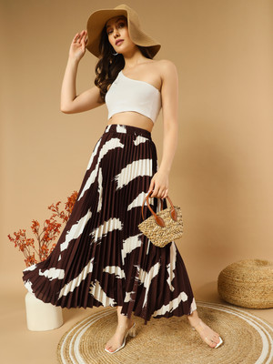 OTABU Self Design Women A-line Brown Skirt