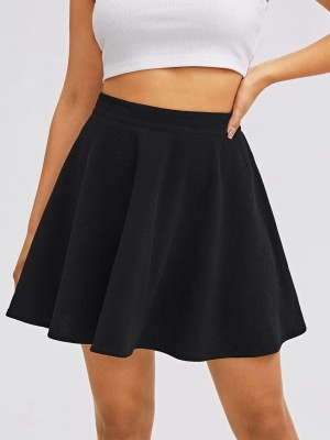 BADGERW INSOME Solid Women Flared Black Skirt