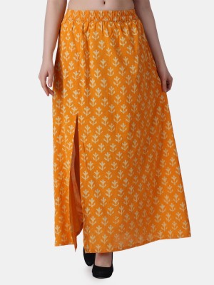 METRONAUT Printed Women Flared Yellow Skirt