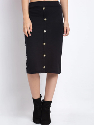 Nalax Designs Solid Women Regular Black Skirt