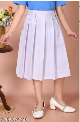 OSD Solid Girls Regular White Skirt