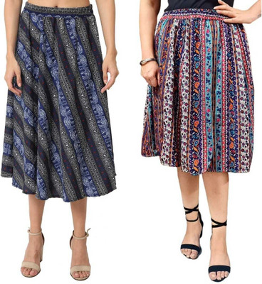 Mannat Diva Printed Women A-line Multicolor Skirt