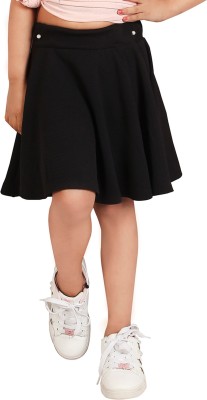 ADDYVERO Solid Girls Flared Black Skirt