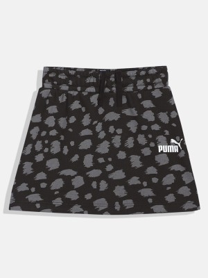 PUMA Printed Girls A-line Black Skirt