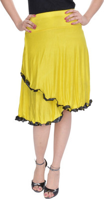 Soundarya Solid Women Regular Yellow Skirt