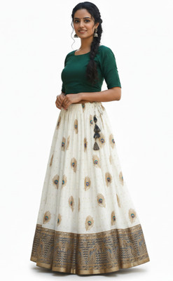 radhycollection Printed Women Regular White Skirt