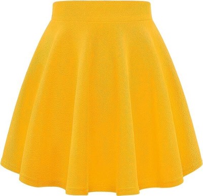 C4D Solid Girls Pleated Yellow Skirt