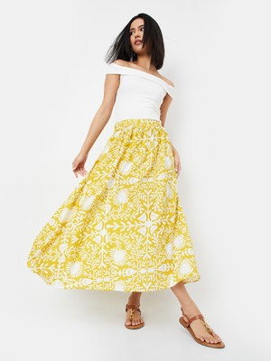 MAX Printed Women Regular Yellow Skirt