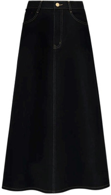 Achyutaya Fashion Solid Women A-line Black Skirt