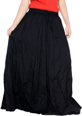 Sttoffa S Solid Women Broomstick Black Skirt