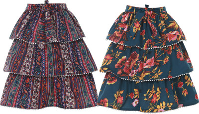 HEAVENS CREATIONS Floral Print Girls Pleated Pink Skirt