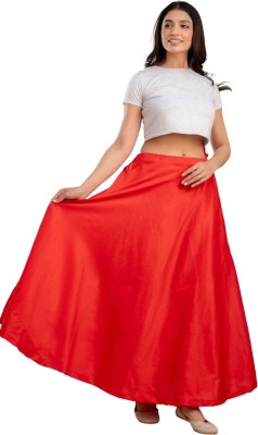 The Ethnicfusion Solid Women Flared Red Skirt